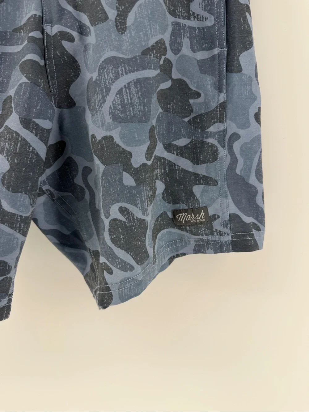 Marsh Wear Blue Camo Men’s Swim Trunks with Drawstring Sz 30 7” Inseam